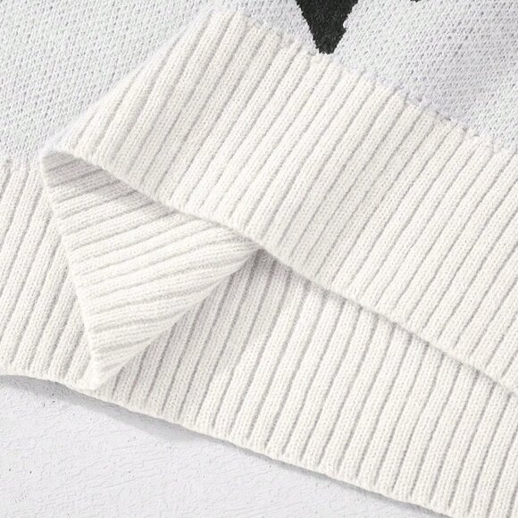 Casual Women's Jacquard Bow Print Round Neck Long Sleeved sweater top - Picture 7 of 8